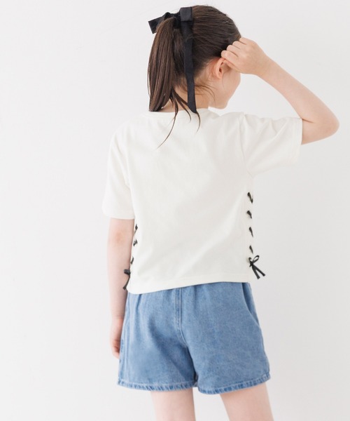 coca（coca）（コカ）の「キッズ　サイドレースアップトップス（Tシャツ/カットソー・キッズ・ブラック/アイボリー・120/130/140/150）」の9枚目の写真