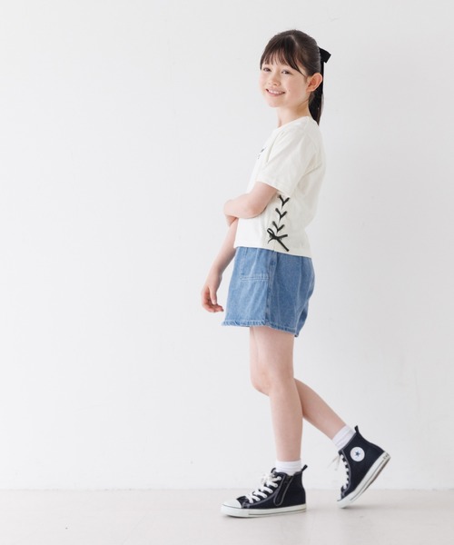 coca（coca）（コカ）の「キッズ　サイドレースアップトップス（Tシャツ/カットソー・キッズ・ブラック/アイボリー・120/130/140/150）」の10枚目の写真