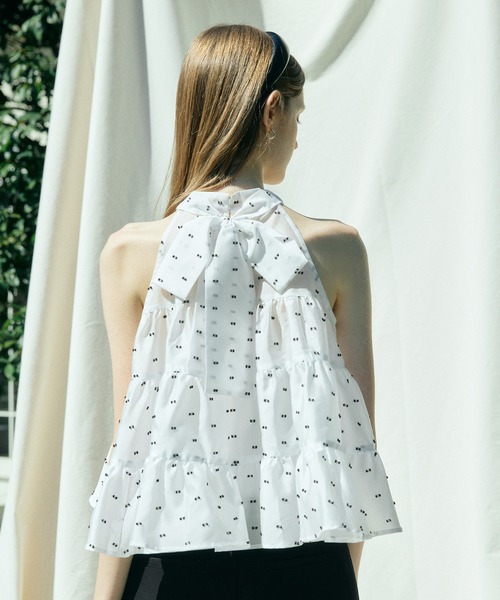 EIMY ISTOIRE（エイミーイストワール）の「CAMILLE DOT JACQUARD TOP（その他トップス・レディース・ホワイト/ブラック・F）」の10枚目の写真