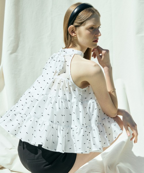 EIMY ISTOIRE（エイミーイストワール）の「CAMILLE DOT JACQUARD TOP（その他トップス・レディース・ホワイト/ブラック・F）」の9枚目の写真
