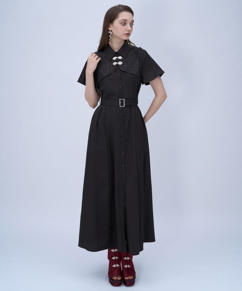 HARE(ハレ)の「ジャガードチャイナボレロワンピース(HARE)(ワンピース・レディース・グリーン/ブラック/ネイビー/ブラック系その他/パープル・FREE)」の10枚目の写真