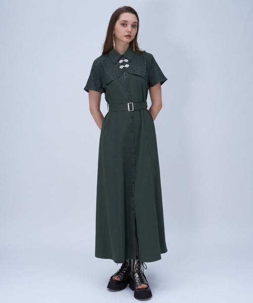 HARE(ハレ)の「ジャガードチャイナボレロワンピース(HARE)(ワンピース・レディース・グリーン/ブラック/ネイビー/ブラック系その他/パープル・FREE)」の11枚目の写真