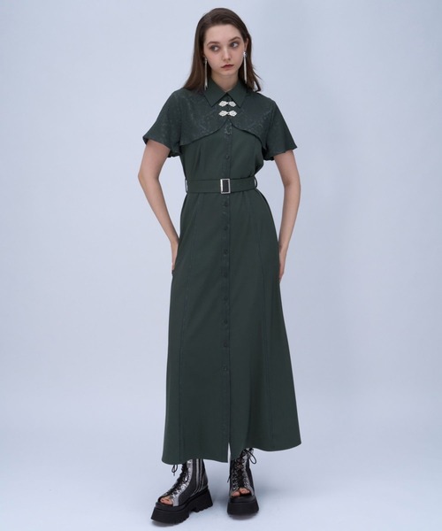 HARE(ハレ)の「ジャガードチャイナボレロワンピース(HARE)(ワンピース・レディース・グリーン/ブラック/ネイビー/ブラック系その他/パープル・FREE)」の12枚目の写真