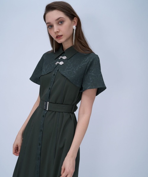 HARE(ハレ)の「ジャガードチャイナボレロワンピース(HARE)(ワンピース・レディース・グリーン/ブラック/ネイビー/ブラック系その他/パープル・FREE)」の16枚目の写真