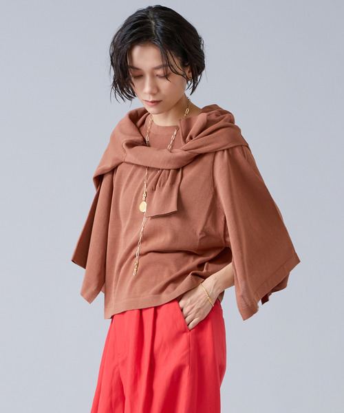 Liesse（リエス）の「クロップドワイドニット（ニット/セーター・レディース・ブラック/レッド/ブラウン・FREE）」の3枚目の写真