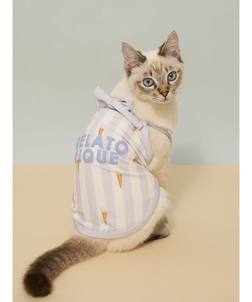 CAT&DOG】【接触冷感】 ストライプ柄Coolingプルオーバー（ペット