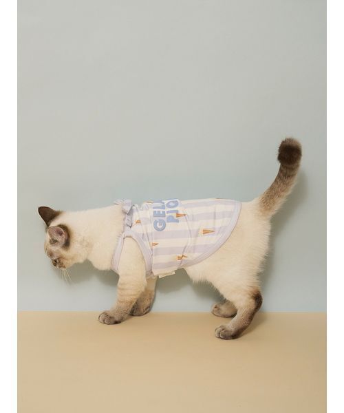 gelato pique（ジェラートピケ）の「【CAT&DOG】【接触冷感】 ストライプ柄Coolingプルオーバー（ペットウェア・レディース・ブルー/グリーン/ピンク/イエロー・S/M/L）」の13枚目の写真