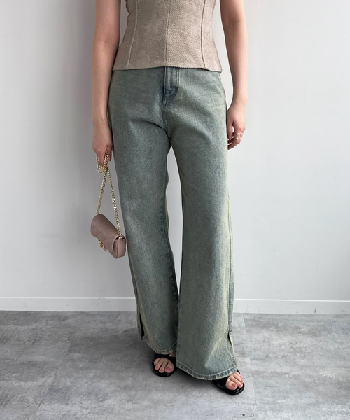 EDIT. FOR LULU（エディットフォールル）の「【Hella/ヘラ】side hem slit denim（スラックス・レディース・ブルー系その他/ブラック・40/38/36）」の2枚目の写真