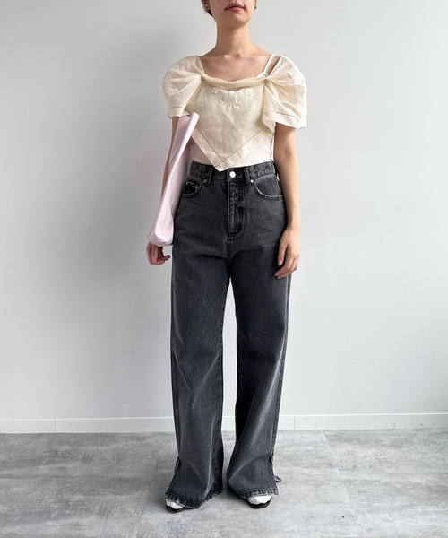 EDIT. FOR LULU（エディットフォールル）の「【Hella/ヘラ】side hem slit denim（スラックス・レディース・ブルー系その他/ブラック・40/38/36）」の6枚目の写真