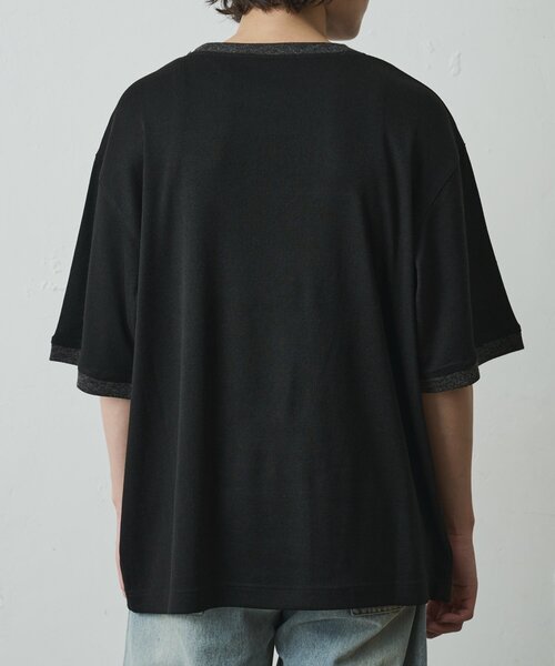 COLONY 2139（コロニートゥーワンスリーナイン）の「サマーニットソーバイカラー半袖TEE（Tシャツ/カットソー・メンズ・アイボリー/ブラック/グレイッシュベージュ・MEDIUM/LARGE）」の15枚目の写真