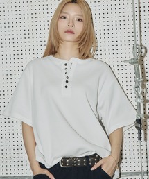 MSG（エムエスジー）の「シルバーボタンヘンリーネックサーマルワッフルTシャツ カットソー（Tシャツ/カットソー）」