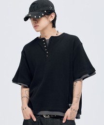 MSG（エムエスジー）の「シルバーボタンヘンリーネックサーマルワッフルTシャツ カットソー（Tシャツ/カットソー）」