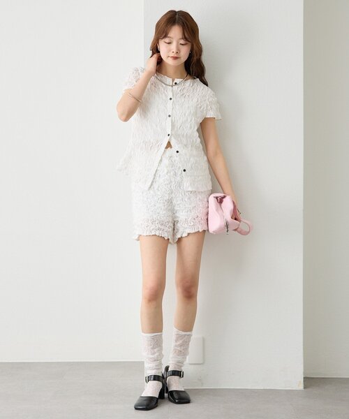 mystic（ミスティック）の「【軽やかなシャーリング素材】エアリーシャーリングショートパンツ（その他パンツ・レディース・オフホワイト/ブラック・FREE）」の15枚目の写真