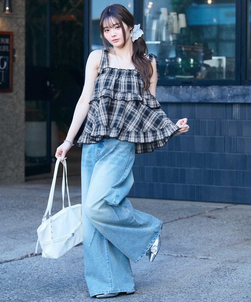 muet.(ミュエ)の「肩リボンティアードフリルビスチェキャミソール(キャミソール・レディース・ネイビー系・LARGE/MEDIUM)」の13枚目の写真