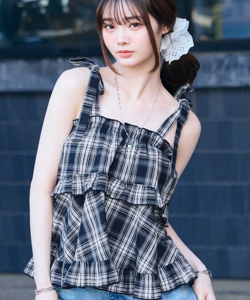 muet.(ミュエ)の「肩リボンティアードフリルビスチェキャミソール(キャミソール・レディース・ネイビー系・LARGE/MEDIUM)」の14枚目の写真
