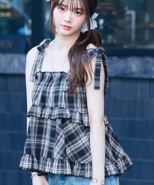 muet.(ミュエ)の「肩リボンティアードフリルビスチェキャミソール(キャミソール・レディース・ネイビー系・LARGE/MEDIUM)」の17枚目の写真