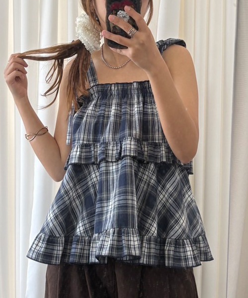 muet.(ミュエ)の「肩リボンティアードフリルビスチェキャミソール(キャミソール・レディース・ネイビー系・LARGE/MEDIUM)」の16枚目の写真