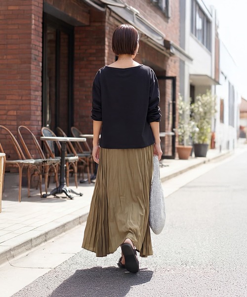STYLE DELI（スタイルデリ）の「綿100ボートオフショルトップス（Tシャツ/カットソー・レディース・ホワイト/ブラック・FREE）」の6枚目の写真