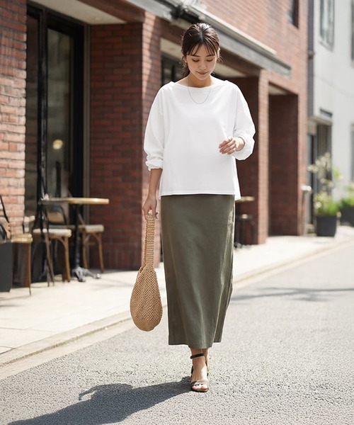 STYLE DELI（スタイルデリ）の「綿100ボートオフショルトップス（Tシャツ/カットソー・レディース・ホワイト/ブラック・FREE）」の8枚目の写真