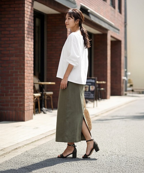 STYLE DELI（スタイルデリ）の「綿100ボートオフショルトップス（Tシャツ/カットソー・レディース・ホワイト/ブラック・FREE）」の9枚目の写真