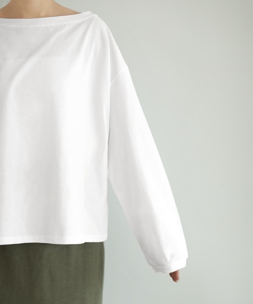 STYLE DELI（スタイルデリ）の「綿100ボートオフショルトップス（Tシャツ/カットソー・レディース・ホワイト/ブラック・FREE）」の18枚目の写真