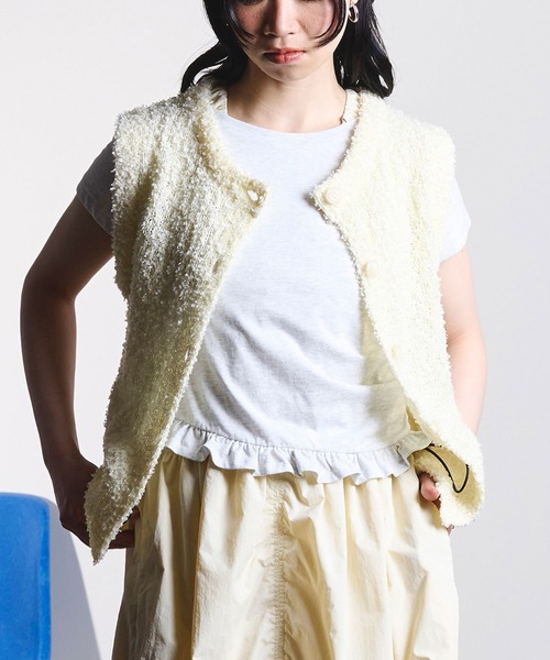 ROSE BUD(ローズバッド)の「TAPE YARN VEST(ベスト・レディース・ライトイエロー/ブルー・ONE SIZE)」の1枚目の写真