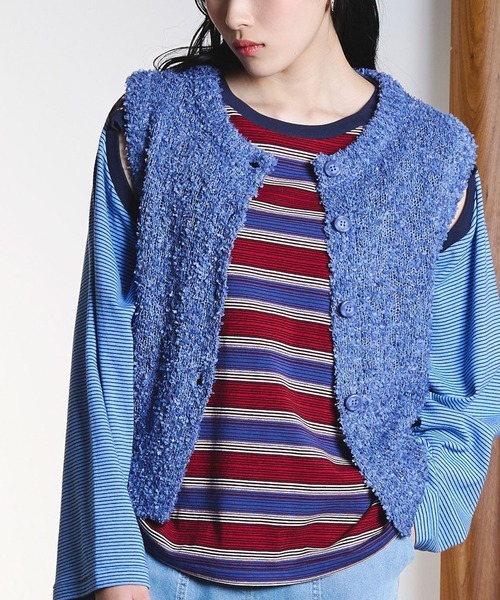 ROSE BUD(ローズバッド)の「TAPE YARN VEST(ベスト・レディース・ライトイエロー/ブルー・ONE SIZE)」の2枚目の写真