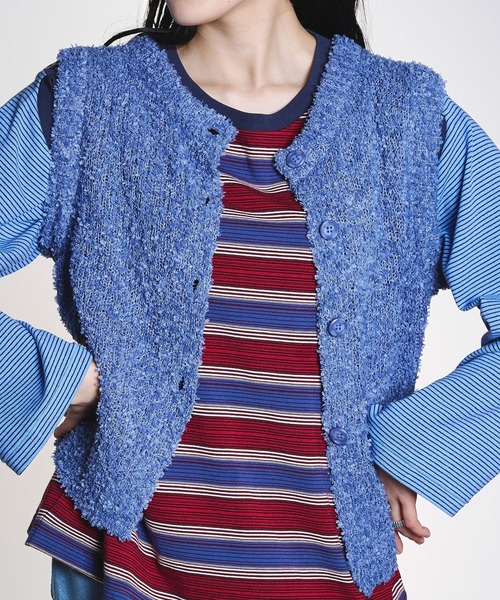 ROSE BUD(ローズバッド)の「TAPE YARN VEST(ベスト・レディース・ライトイエロー/ブルー・ONE SIZE)」の4枚目の写真