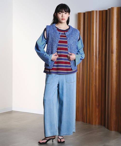 ROSE BUD(ローズバッド)の「TAPE YARN VEST(ベスト・レディース・ライトイエロー/ブルー・ONE SIZE)」の9枚目の写真