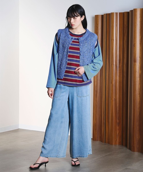 ROSE BUD(ローズバッド)の「TAPE YARN VEST(ベスト・レディース・ライトイエロー/ブルー・ONE SIZE)」の8枚目の写真
