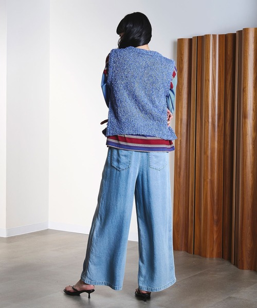 ROSE BUD(ローズバッド)の「TAPE YARN VEST(ベスト・レディース・ライトイエロー/ブルー・ONE SIZE)」の6枚目の写真