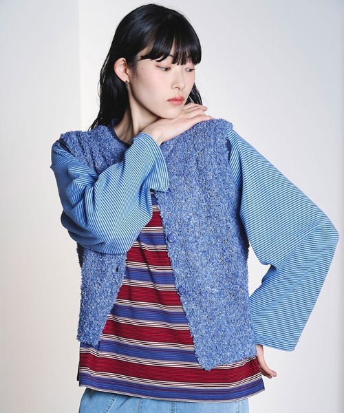 ROSE BUD(ローズバッド)の「TAPE YARN VEST(ベスト・レディース・ライトイエロー/ブルー・ONE SIZE)」の5枚目の写真
