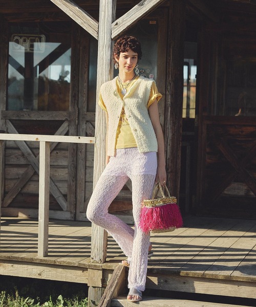 ROSE BUD(ローズバッド)の「TAPE YARN VEST(ベスト・レディース・ライトイエロー/ブルー・ONE SIZE)」の15枚目の写真