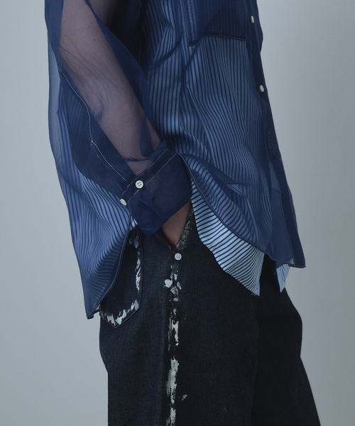 CALMER（カルメール）の「SILK ORGANDIE SIHRT / シルクオーガンジーシャツ（シャツ/ブラウス・レディース・ホワイト/ブルー系その他・FREE）」の5枚目の写真