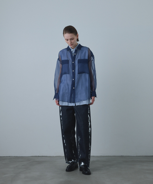 CALMER（カルメール）の「SILK ORGANDIE SIHRT / シルクオーガンジーシャツ（シャツ/ブラウス・レディース・ホワイト/ブルー系その他・FREE）」の6枚目の写真