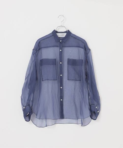 CALMER（カルメール）の「SILK ORGANDIE SIHRT / シルクオーガンジーシャツ（シャツ/ブラウス・レディース・ホワイト/ブルー系その他・FREE）」の8枚目の写真