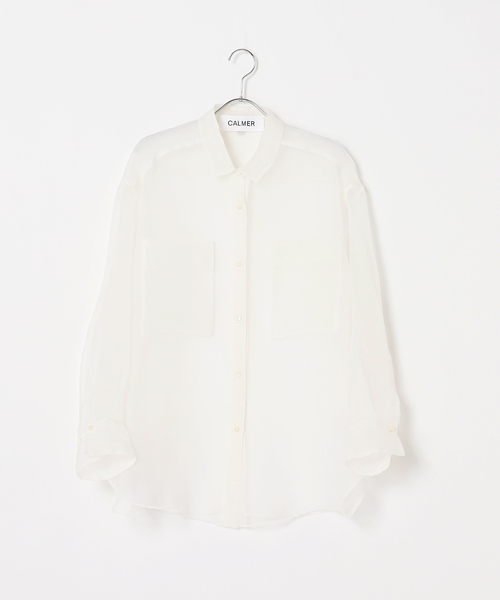CALMER（カルメール）の「SILK ORGANDIE SIHRT / シルクオーガンジーシャツ（シャツ/ブラウス・レディース・ホワイト/ブルー系その他・FREE）」の9枚目の写真