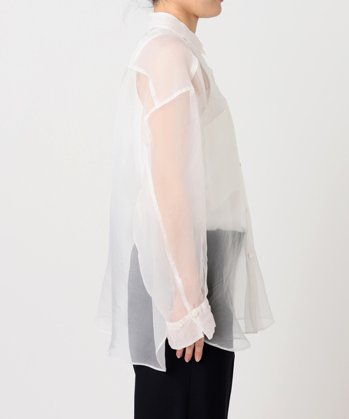 CALMER（カルメール）の「SILK ORGANDIE SIHRT / シルクオーガンジーシャツ（シャツ/ブラウス・レディース・ホワイト/ブルー系その他・FREE）」の11枚目の写真