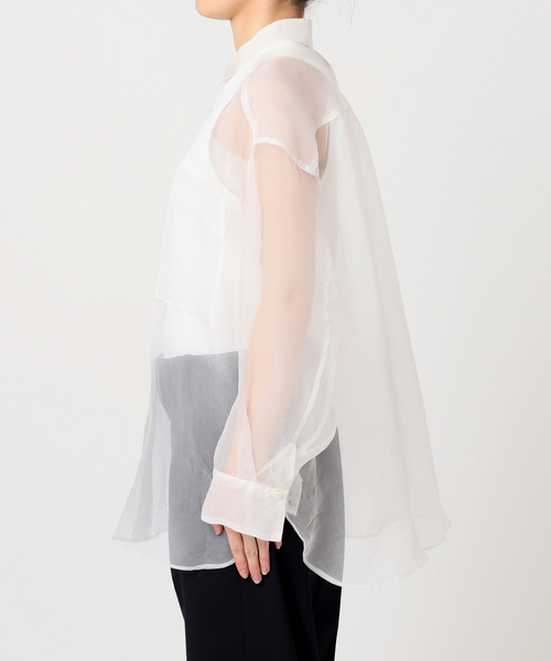 CALMER（カルメール）の「SILK ORGANDIE SIHRT / シルクオーガンジーシャツ（シャツ/ブラウス・レディース・ホワイト/ブルー系その他・FREE）」の13枚目の写真
