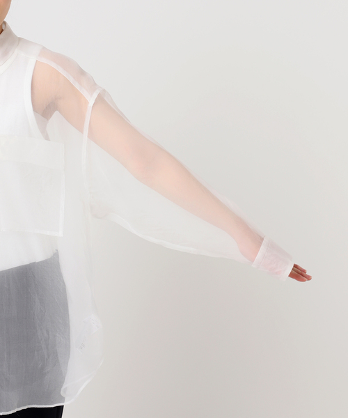 CALMER（カルメール）の「SILK ORGANDIE SIHRT / シルクオーガンジーシャツ（シャツ/ブラウス・レディース・ホワイト/ブルー系その他・FREE）」の19枚目の写真