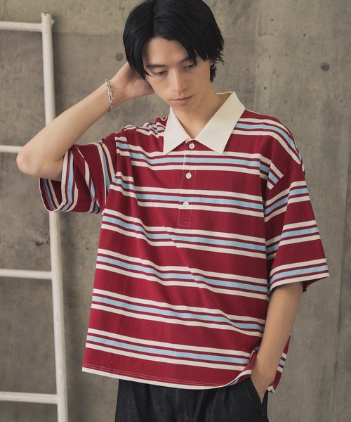セール】折り返しボーダーポロシャツ / TURNED BORDER POLO メンズ