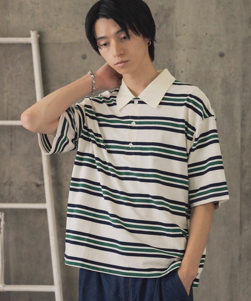 NBB WEEKEND ポロシャツ　ボーダー 折り返しボーダーポロシャツ / TURNED BORDER POLO メンズ ウィメンズ