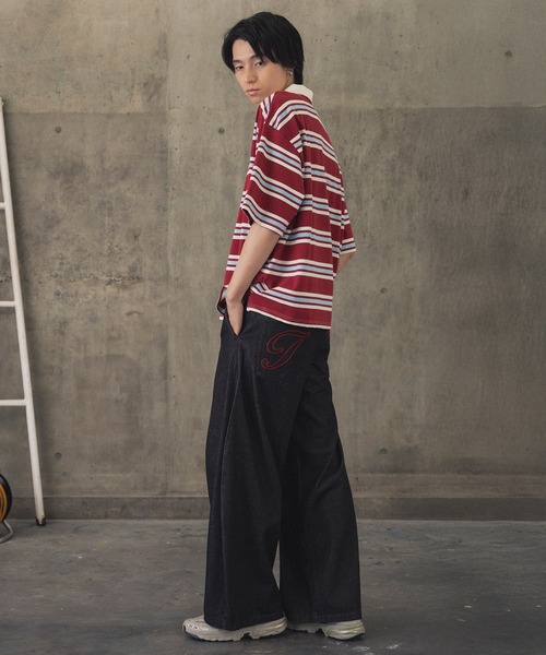 ILL'S(イルズ)の「折り返しボーダーポロシャツ / TURNED BORDER POLO メンズ ウィメンズ ユニセックス(ポロシャツ・メンズ・ホワイト/レッド/グレー・M/L)」の13枚目の写真