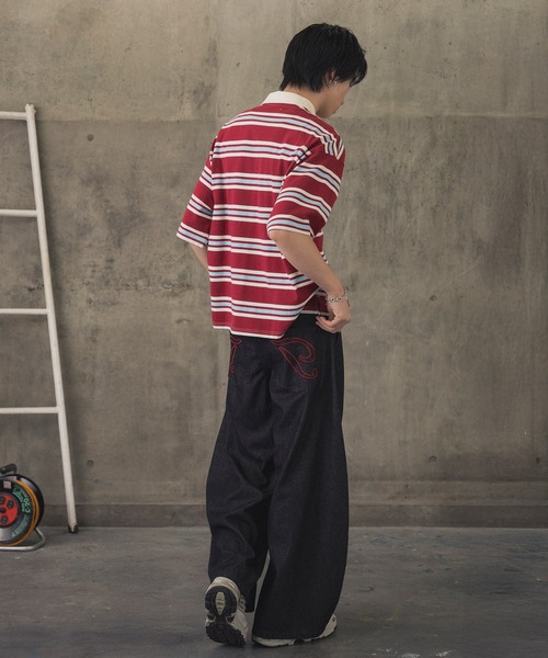 ILL'S(イルズ)の「折り返しボーダーポロシャツ / TURNED BORDER POLO メンズ ウィメンズ ユニセックス(ポロシャツ・メンズ・ホワイト/レッド/グレー・M/L)」の15枚目の写真