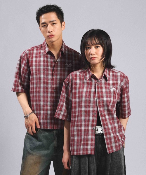 Crown Stitch Check Short shirt/クラウン刺繍ショート丈チェック