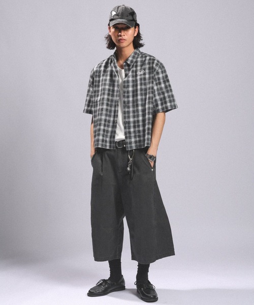 RAGEBLUE(レイジブルー)の「Crown Stitch Check Short shirt/クラウン刺繍ショート丈チェックシャツ(シャツ/ブラウス・メンズ・ダークブラウン/ブラック/ワインレッド・LARGE/MEDIUM)」の4枚目の写真