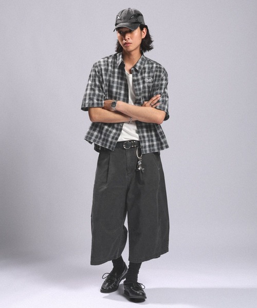 RAGEBLUE(レイジブルー)の「Crown Stitch Check Short shirt/クラウン刺繍ショート丈チェックシャツ(シャツ/ブラウス・メンズ・ダークブラウン/ブラック/ワインレッド・LARGE/MEDIUM)」の5枚目の写真