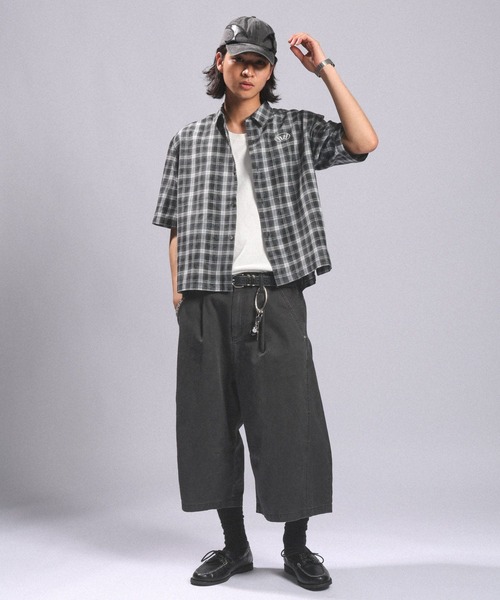 RAGEBLUE(レイジブルー)の「Crown Stitch Check Short shirt/クラウン刺繍ショート丈チェックシャツ(シャツ/ブラウス・メンズ・ダークブラウン/ブラック/ワインレッド・LARGE/MEDIUM)」の6枚目の写真