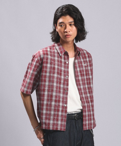 RAGEBLUE(レイジブルー)の「Crown Stitch Check Short shirt/クラウン刺繍ショート丈チェックシャツ(シャツ/ブラウス・メンズ・ダークブラウン/ブラック/ワインレッド・LARGE/MEDIUM)」の18枚目の写真