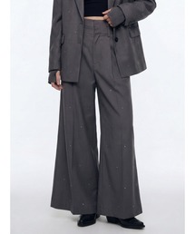 TAJEN:T（タジェント）の「RHINESTONE DOUBLE WAIST SLACKS/ラインストーンダブルウエストスラックス（スラックス）」